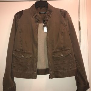 Ralph Lauren Brown Jean Jacket with Leather accent
